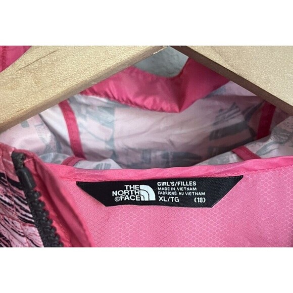 The North Face Girl’s XL 18 Full Zip Hooded Windbreaker Jacket - Pink - Picture 5 of 8